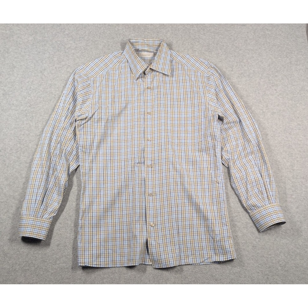 Ermenegildo Zegna Men Shirt Large Plaid Long Sleeve Dress Shirt Button Up‎